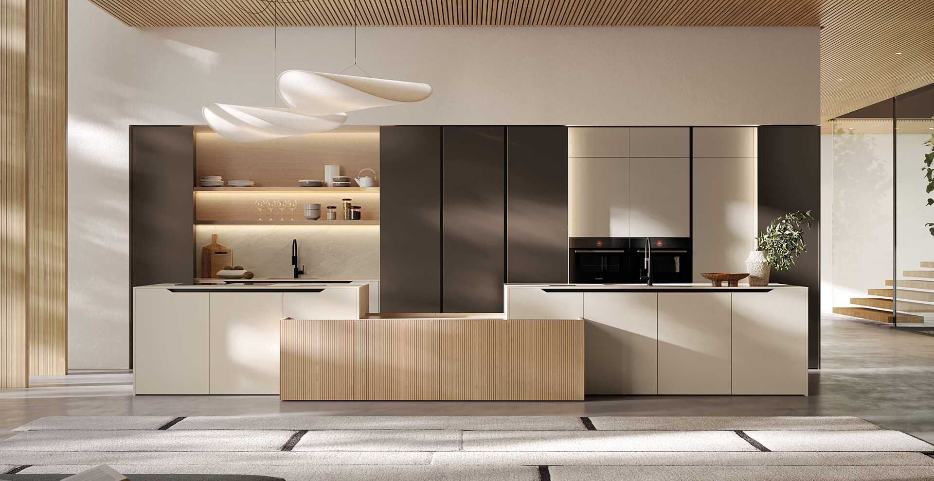 Time modern kitchen with laundry