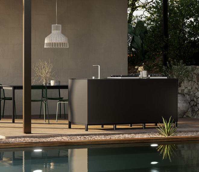 Aura outdoor Nero kitchen