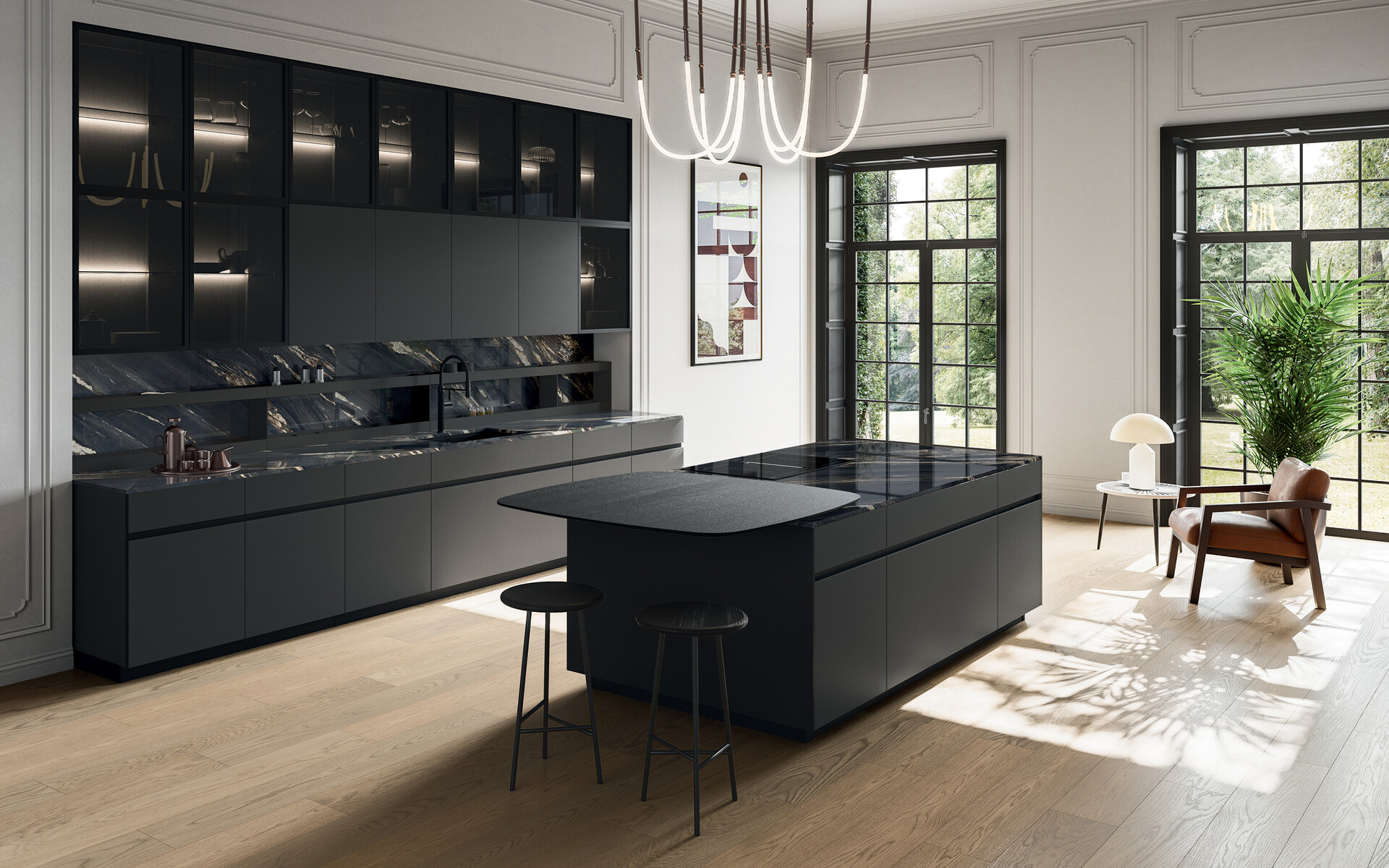 Cucina Glass di design total balck